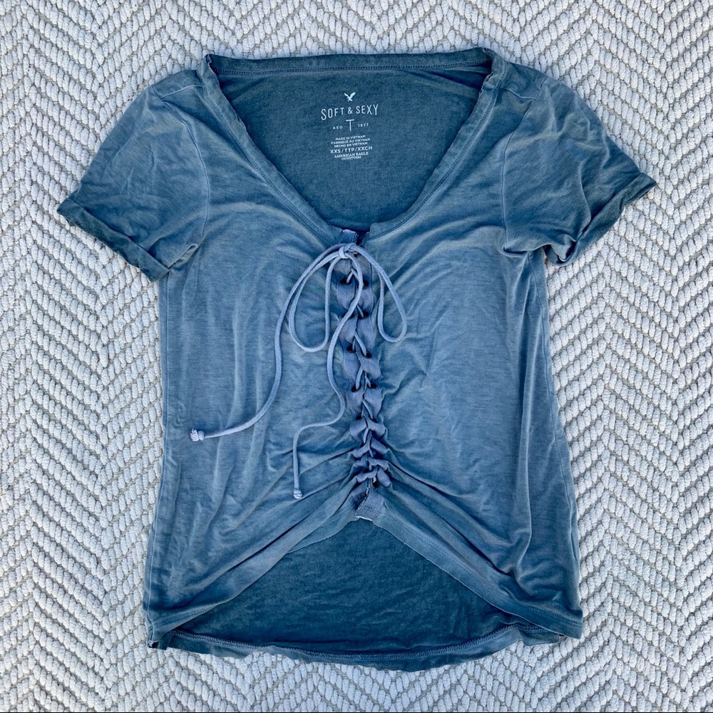 AEO Soft & Sexy Lace-Up Crop Top